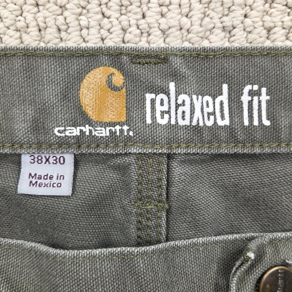 Carhartt Relaxed Fit Washed Duck Work Dungarees Moss Green 38x30‎ 101710-316